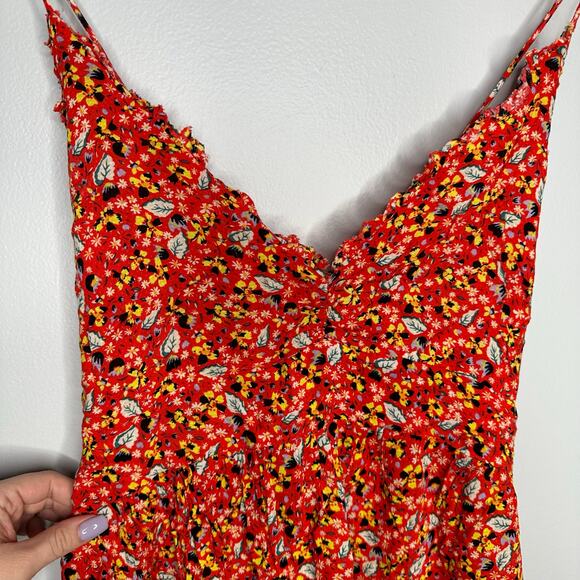 Intimately By Free People Women's Red Floral Tie Back Mini Dress Size M - Picture 4 of 10